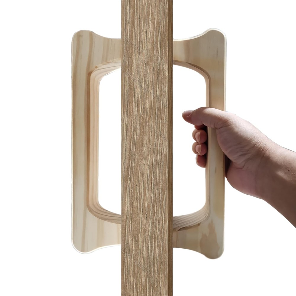 NUIBY Large Wooden Door Pull Handle, Solid Wood Handle for Inside