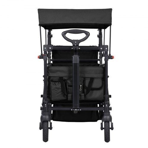 Wagon Stroller for 2 Kids Push Pull Quad Collapsible Stroller with Adjustable
