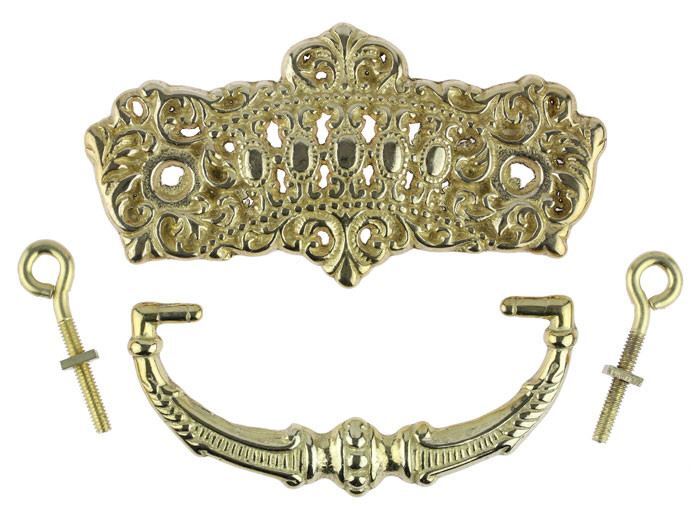 3" Victorian Bail Pull Crown & Jewel Design Solid Brass