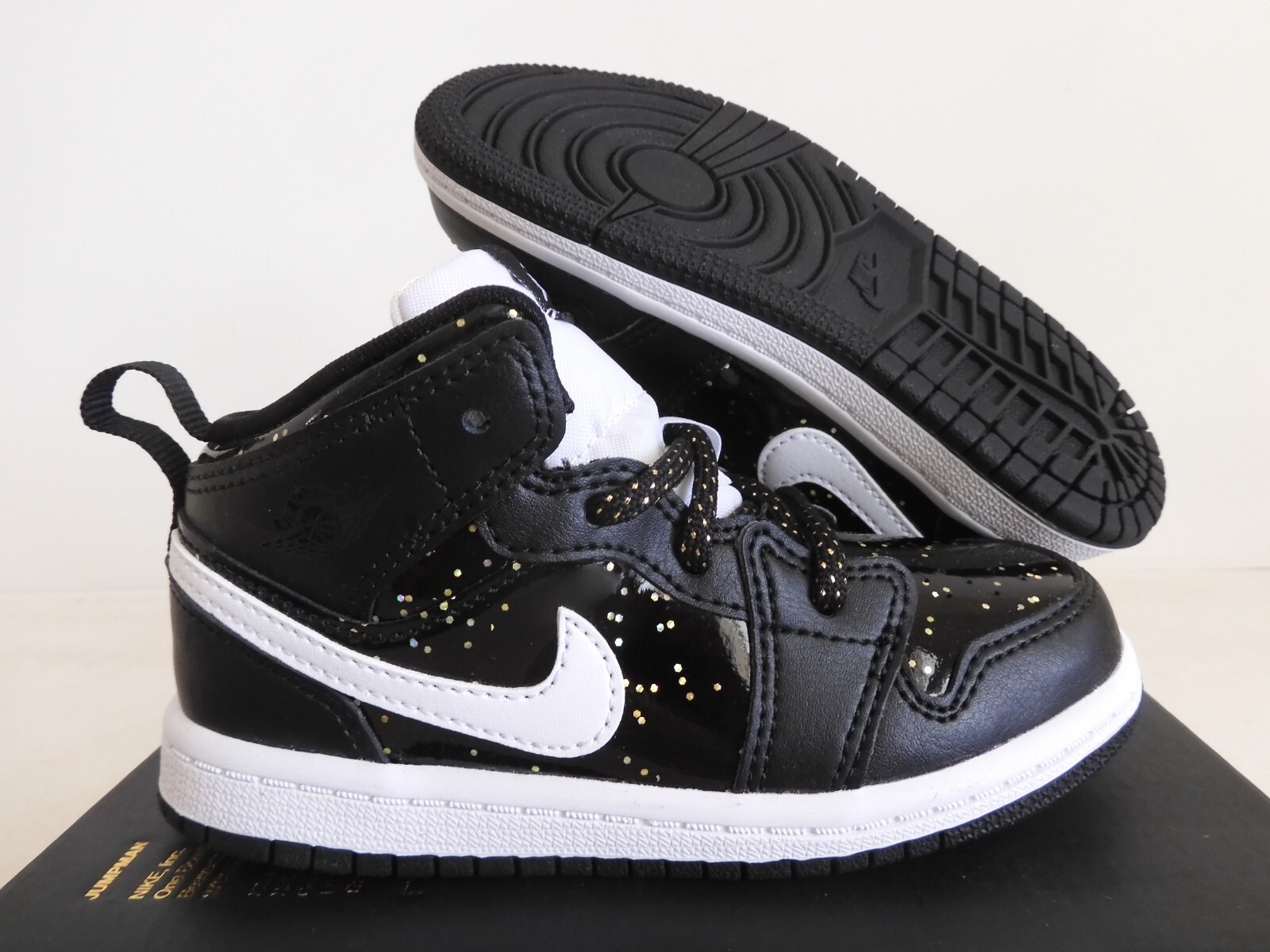 Nike Air Jordan 1 Mid Se (Td) Black-White-Black Speckle Sz 9c [AV5172-001]
