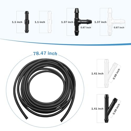 4 Meter Universal Windshield Washer Hose Kit with 12 Connectors, Flexible