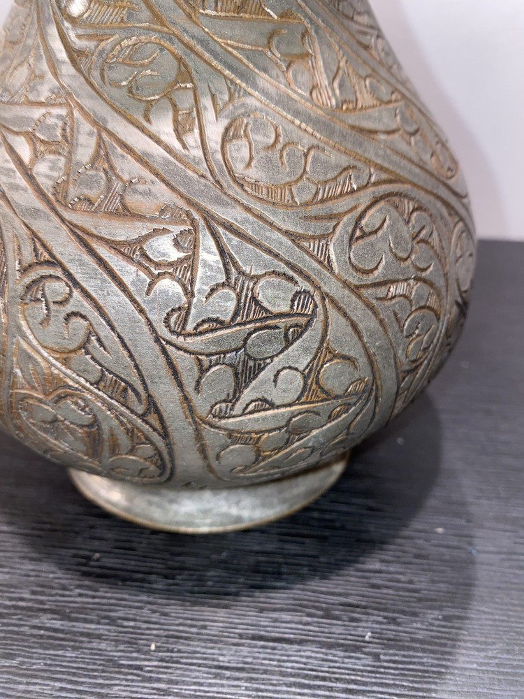 Antique Hand Crafted Etched Copper Tone Middle Eastern Pitcher