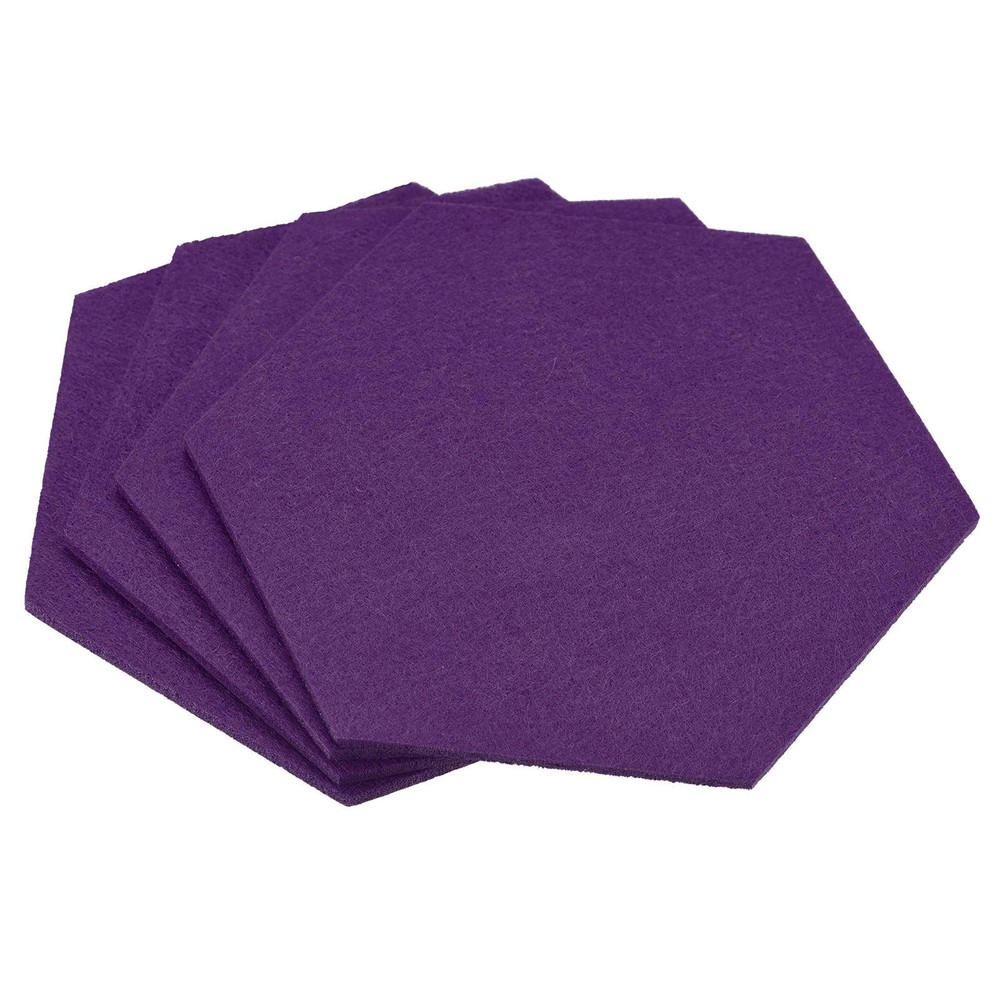 Felt Coasters 4pcs Hexagonal Purple Tampons
