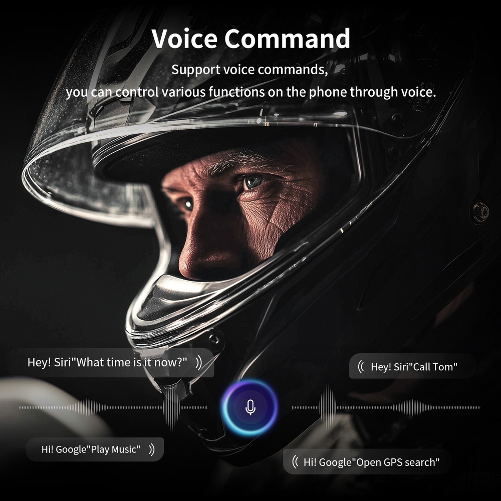 T6 Bluetooth Motorcycle Helmet Intercom 1000m 2-Way Live Headset Intercom