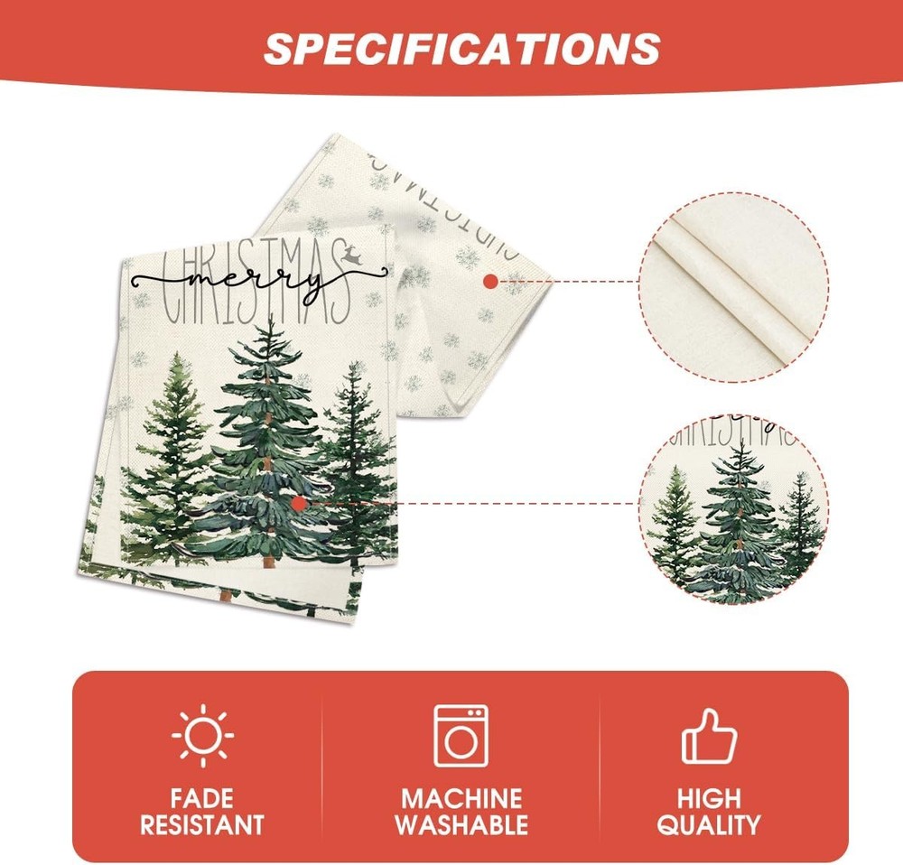 Artoid Mode Beige Pine Tree Snowflake Merry Table Runner, 13 x 72,