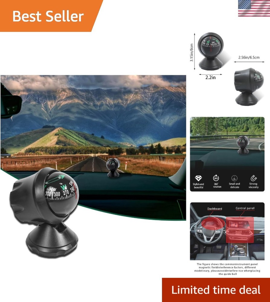 Compact ABS Car Compass Ball - Reliable Navigation for Vehicles and Beyond