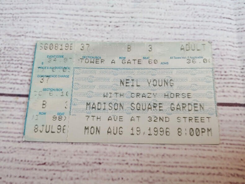Neil Young & Crazy Horse Madison Square Garden 1996 Ticket Stub