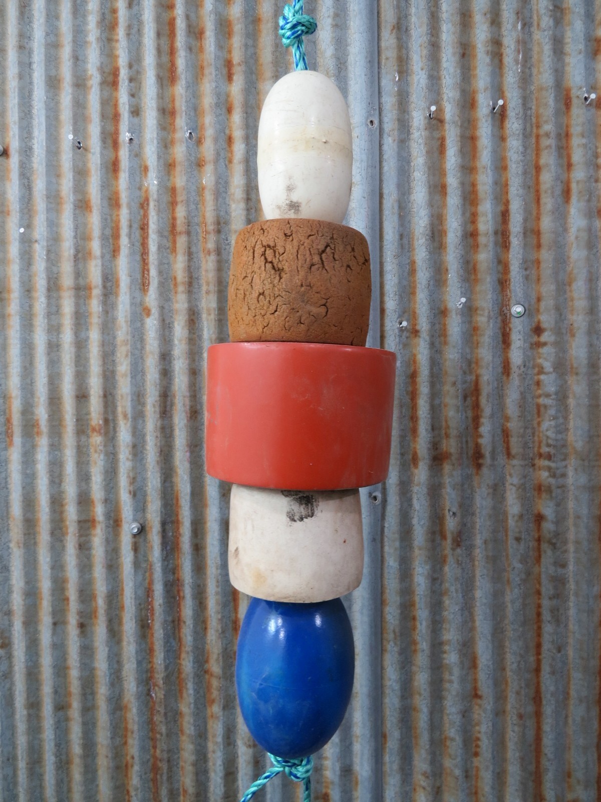 5 Old Fish Net Floats 20 Inches Long Fishing Buoys Bouys Tiki Hut Bar  -(SF20)