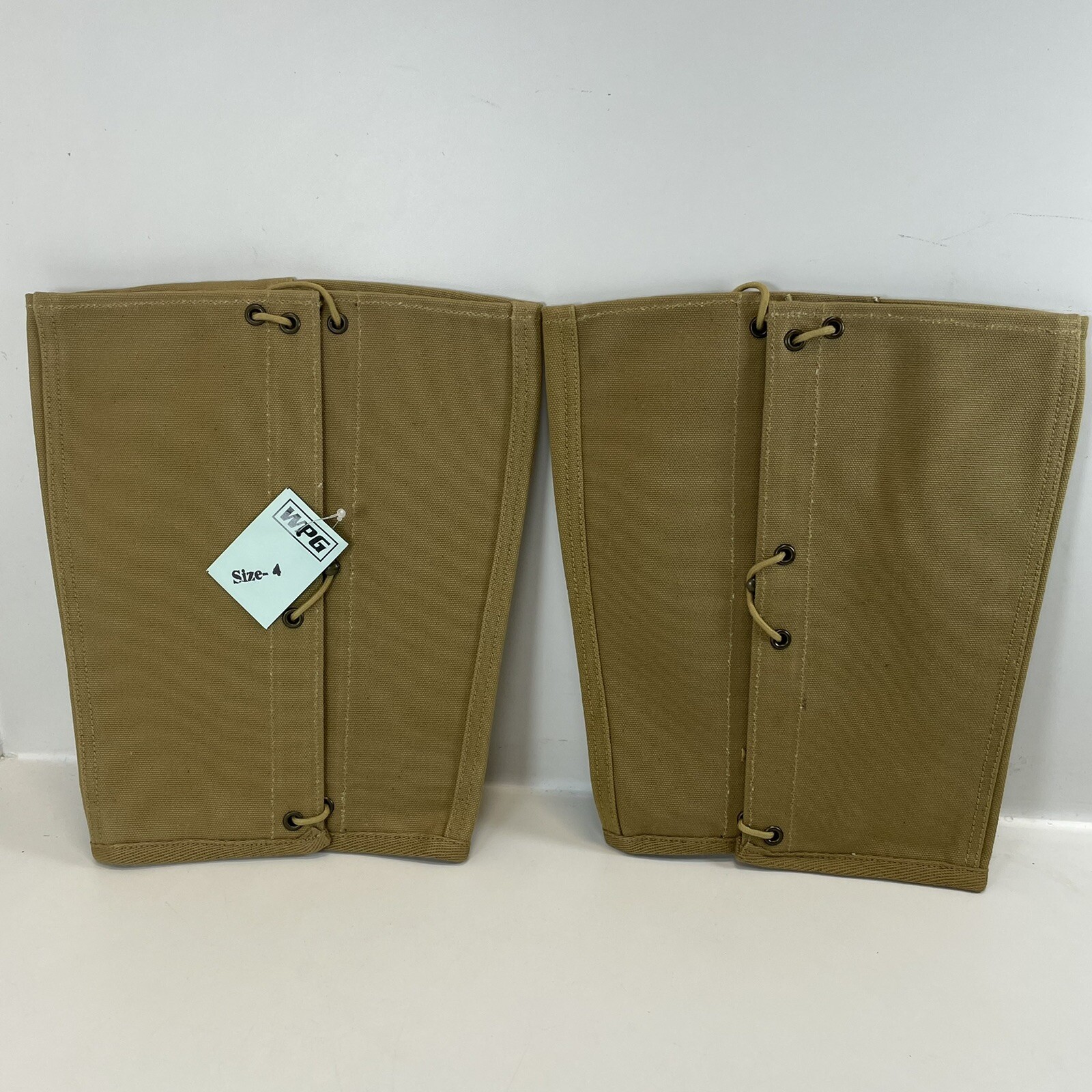 US Army WWI M1910 Khaki Reproduction Canvas Leggings  18" Size 4 New