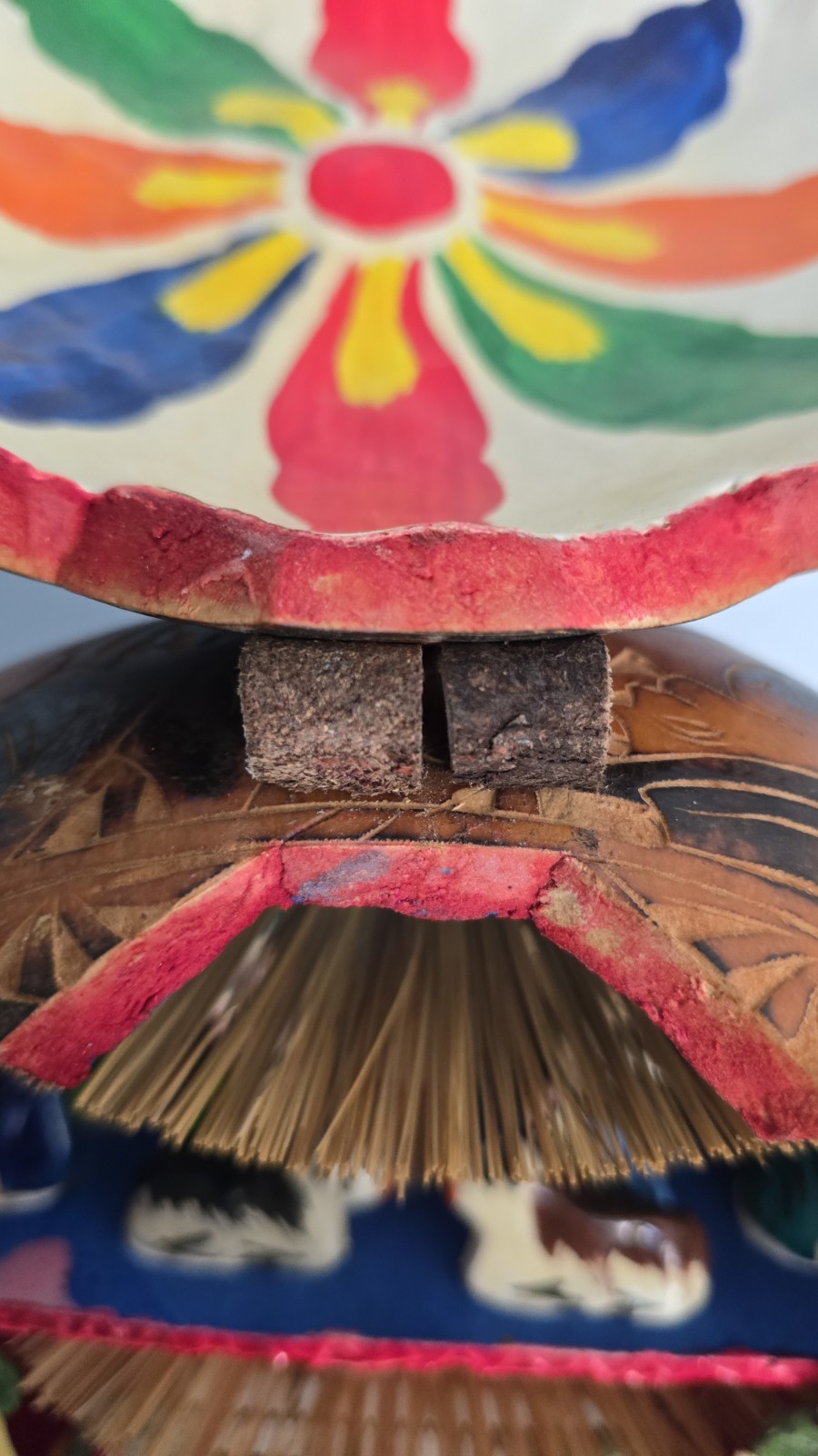 Vintage Handcarved PERUVIAN Peru Folk Art RETABLO Diorama Gourd Nativity Set