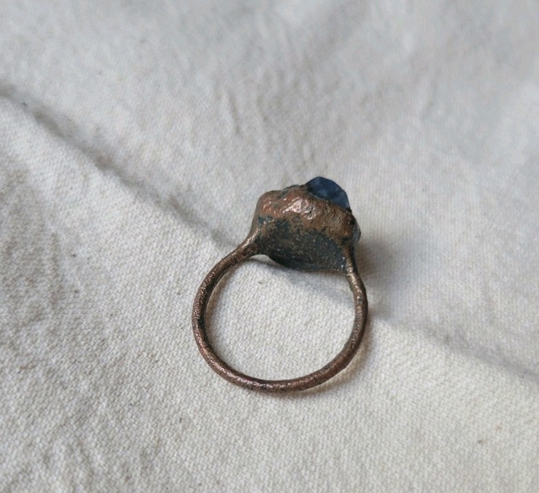 OOAK Handmade Raw Sapphire Electroformed Copper Ring Size 7