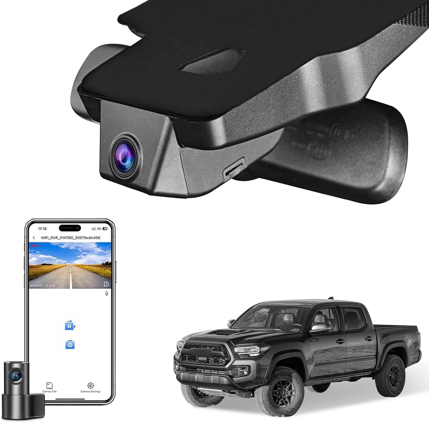 Front 4K & Rear 1080P Dash Cam for Toyota Tacoma 2018-23 Tacoma & Hybrid 2024-26