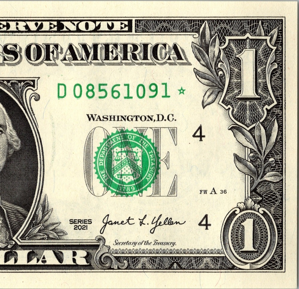 2021 D Star Note One Dollar Bill Regular Run Pack Note D08561091*