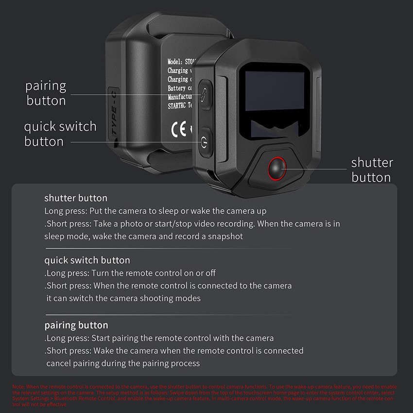 GPS Bluetooth Wireless Remote Control For DJI Action 6/5pro/4 Universal Camera