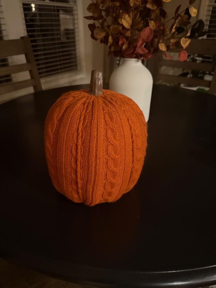 Fall Decor Pumpkin wrapped in sweater material - Fall Decor