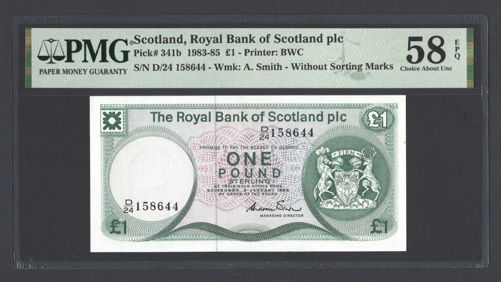 Scotland One Pound 1983-85 P341b About Uncirculated