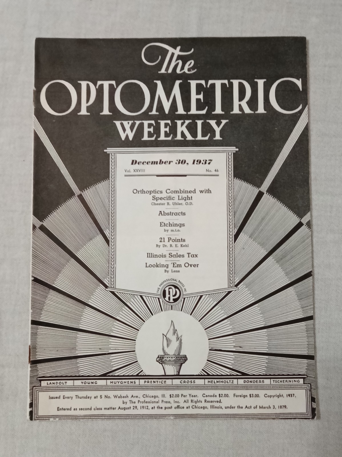 1937 OPTOMETRIC WEEKLY OPTOMETRY OPTOMETRIST EYE DOCTOR  MAGAZINE