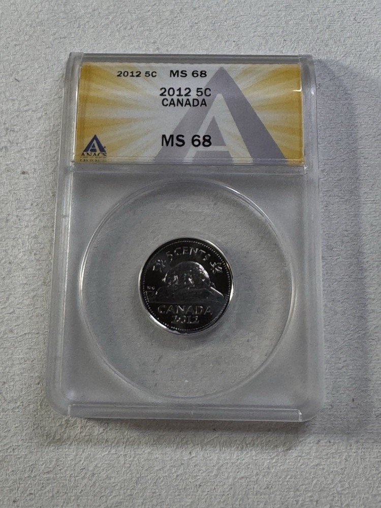 2012 Canada 5 Cents Graded MS 68 by ANACS
