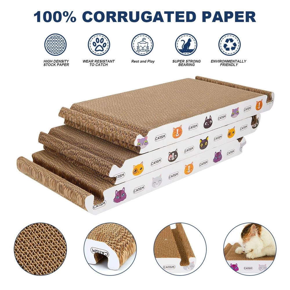 CATISM Cat Scratcher Cat Scratching Board - Foldable - Triangle, 6 Usable Sid...