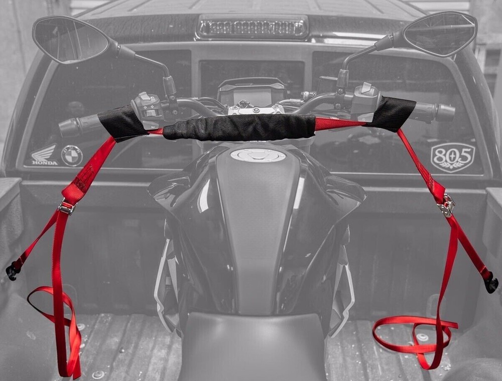 SpeedStrap Red Motorcycle Handlebar Cam-Lock Tie-Down W/ Snap S-Hooks