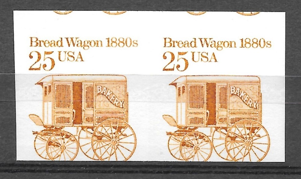 IMPERFORATE + MISCUT Scott #2136a, 25c Bread Wagon MNH,