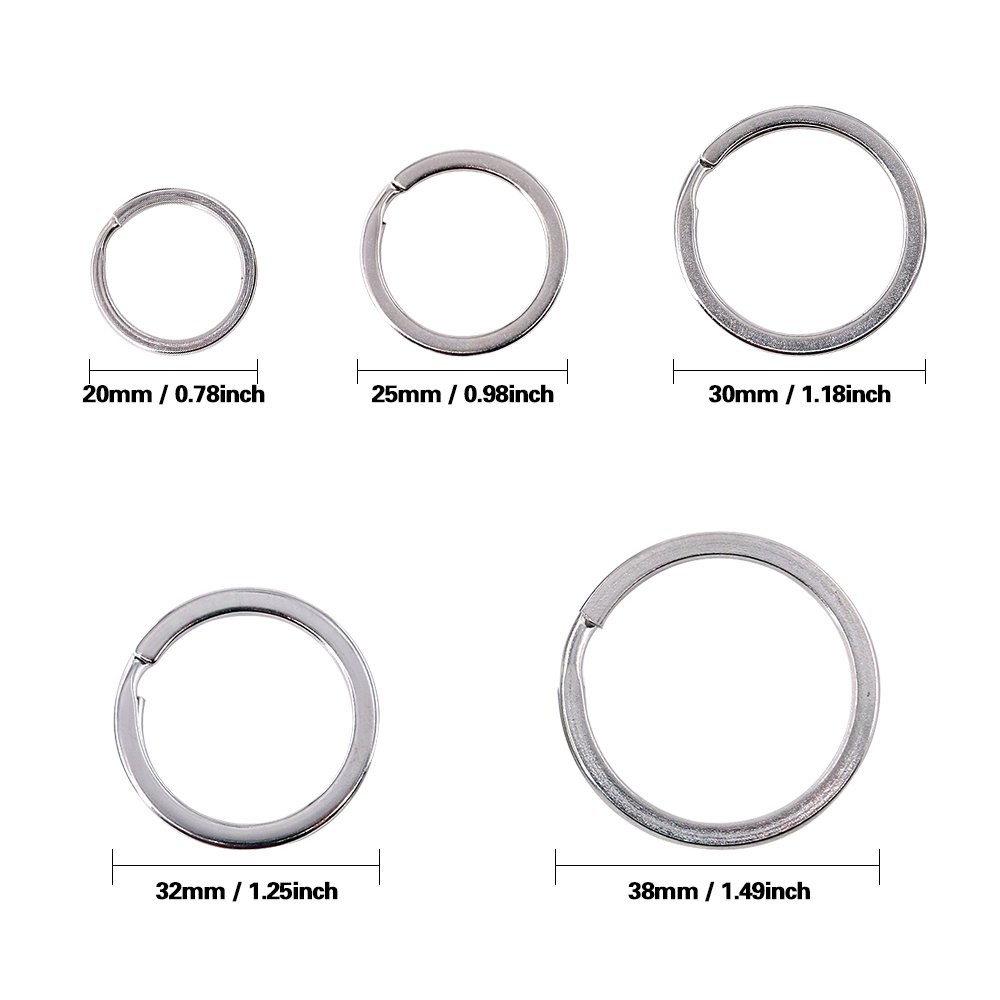Swpeet 60 Pcs Assorted Multi-Purpose Metal Keychain Rings Split 25, Silver