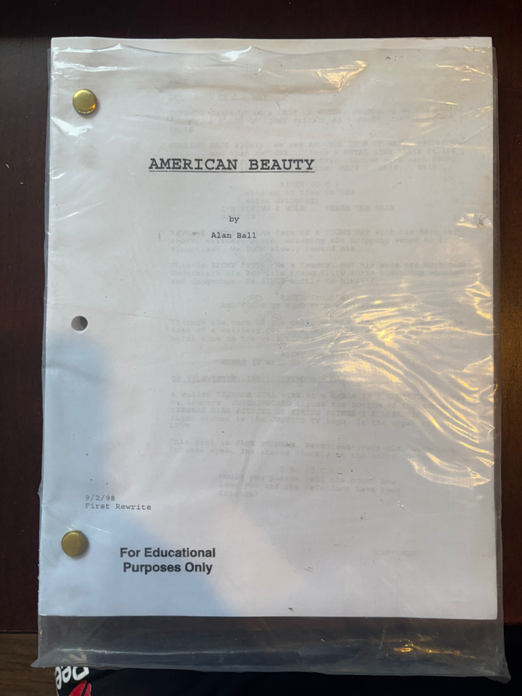 American Beauty - Script/Screenplay - PERFECT CONDITION with dust jacket