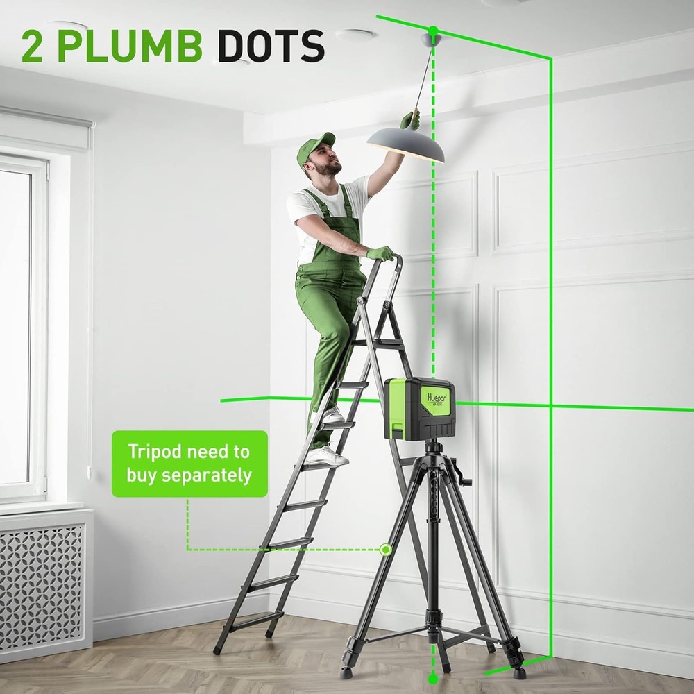 Laser Level W/ 2 Plumb Dots 2 Plumb Points & 2 Cross Line Alignment Laser Level