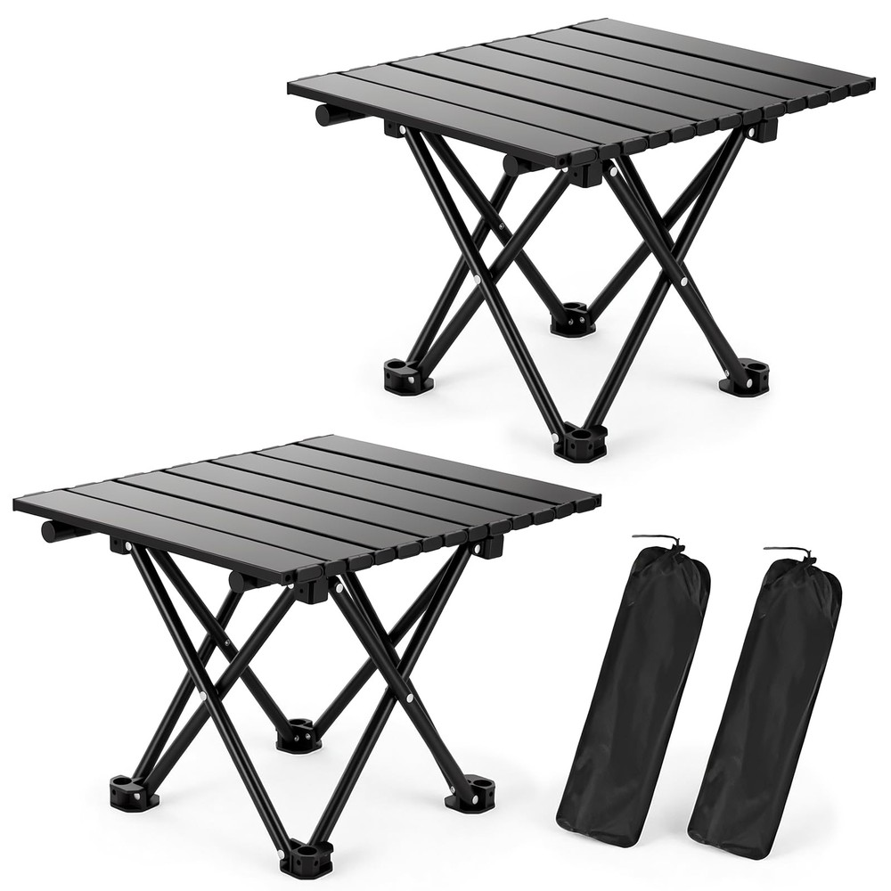 2 Pack Portable Camping Table Foldable, Ultralight Small Folding Beach Table ...
