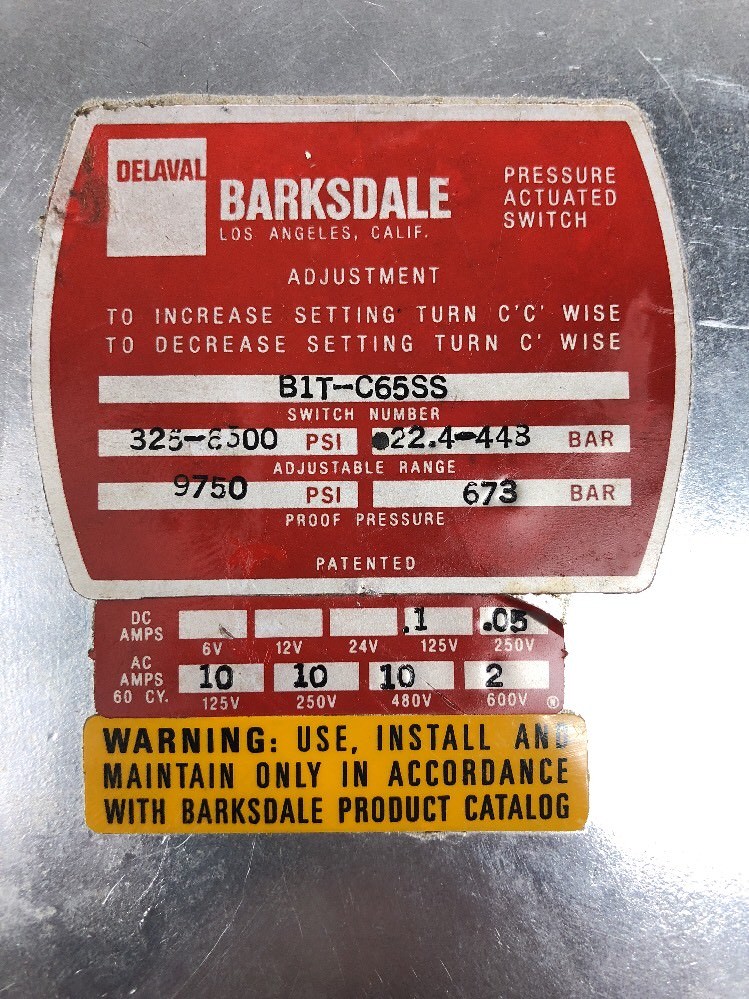 BARKSDALE PRESSURE SWITCH BIT-C65SS