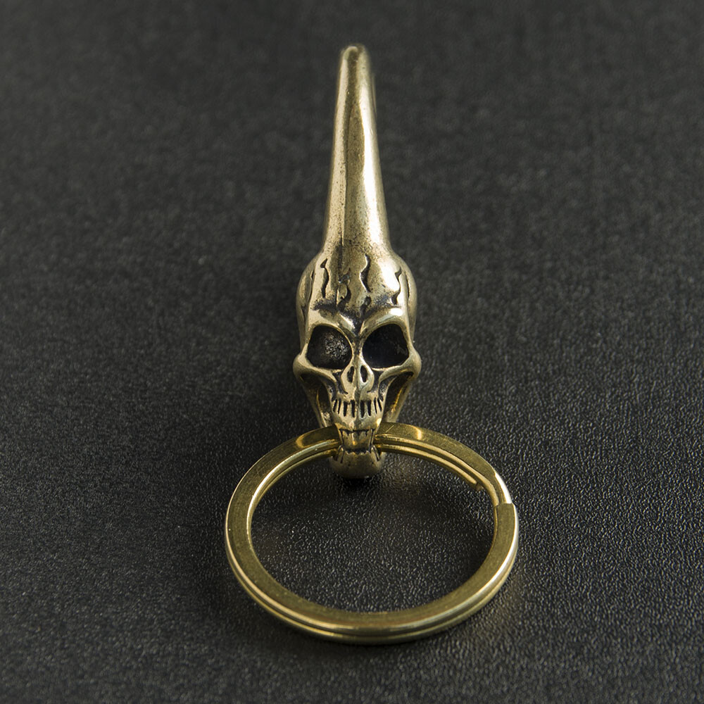 Solid Brass Skull Key Chain Key ring Split Ring Punk Key Clip Key Holder Gifts