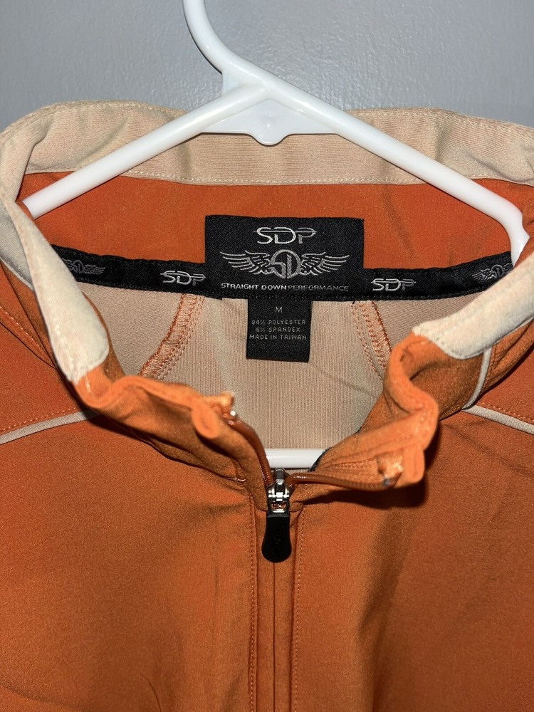 Straight Down Performance 1/4 Zip Golf Pullover Jacket Burnt Orange Mens M