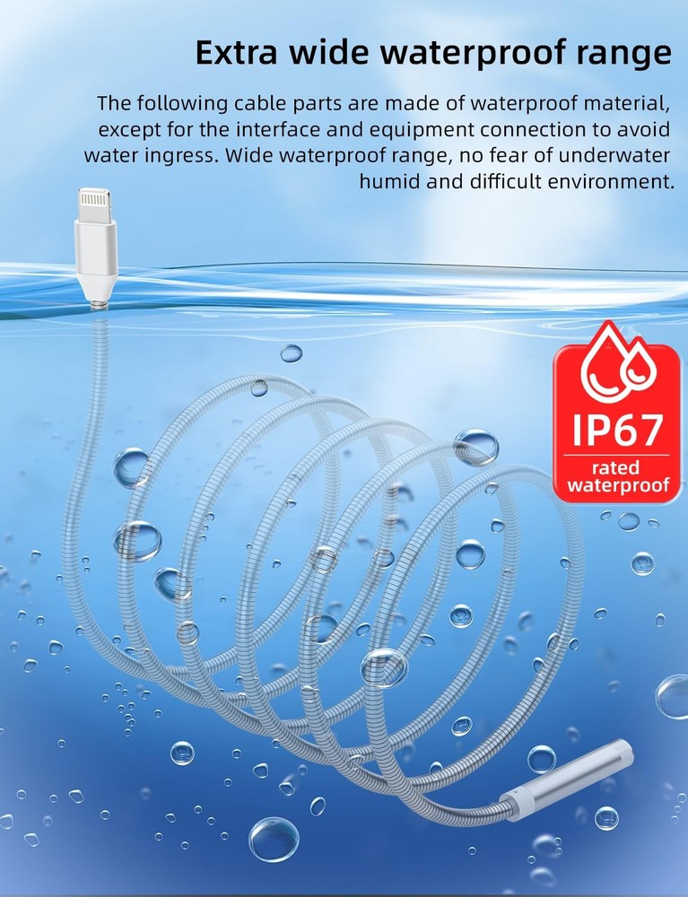 Endoscope Camera with Light, 1920P HD Borescope Camera with 8 Adjustable LED ...