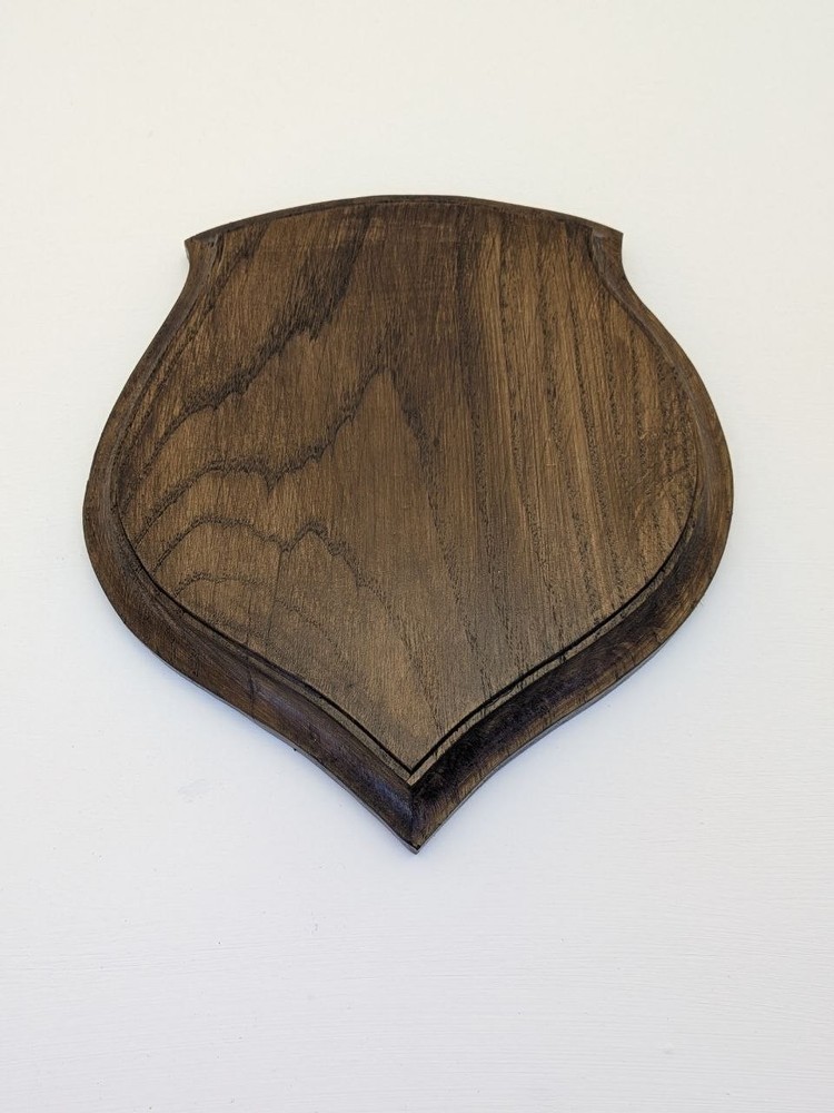Handcrafted Solid Oak Antler Plaque - Professional Roe Deer Trophy Mount - Dark
