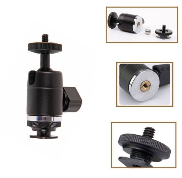 2PCS Camera Tripod LED Light Flash Bracket 1/4 Hot Shoe Adapter Cradle Ball Head