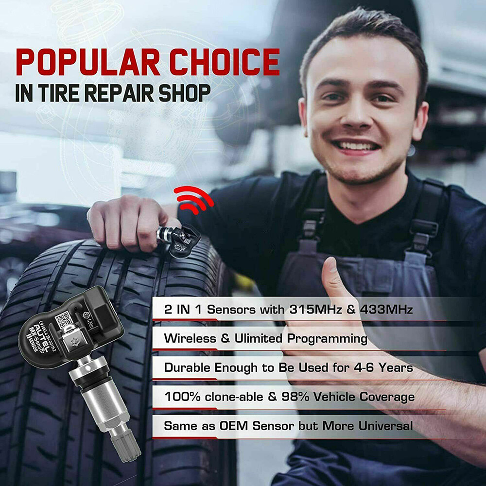 4pcs Autel MX-Sensor 315&433MHz Programmable TPMS Universal Tire Pressure Sensor