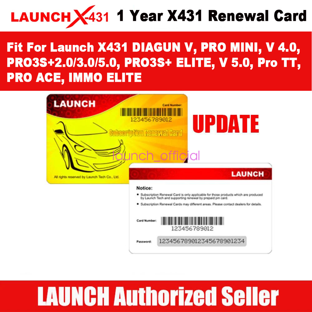 LAUNCH X431 PROS V+ PRO3S+ PRO MINI One/Two Years Software Update Renewal Card