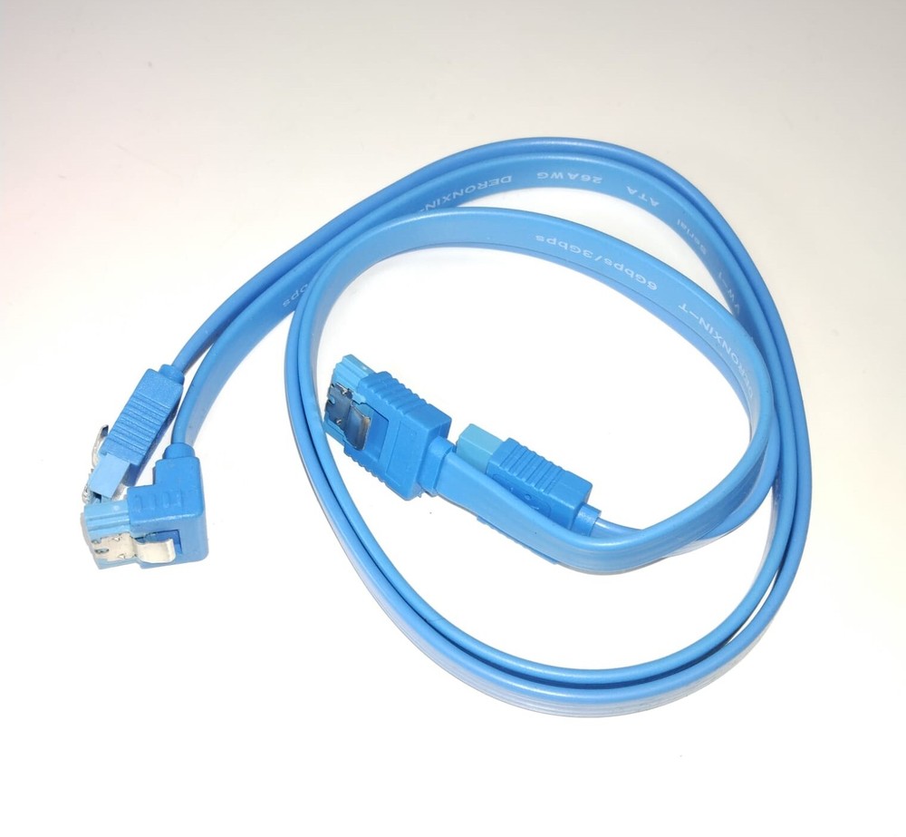 2-Pack SATA 6Gbps/3Gbps Right Angle Data Cable with Locking Latch, Blue