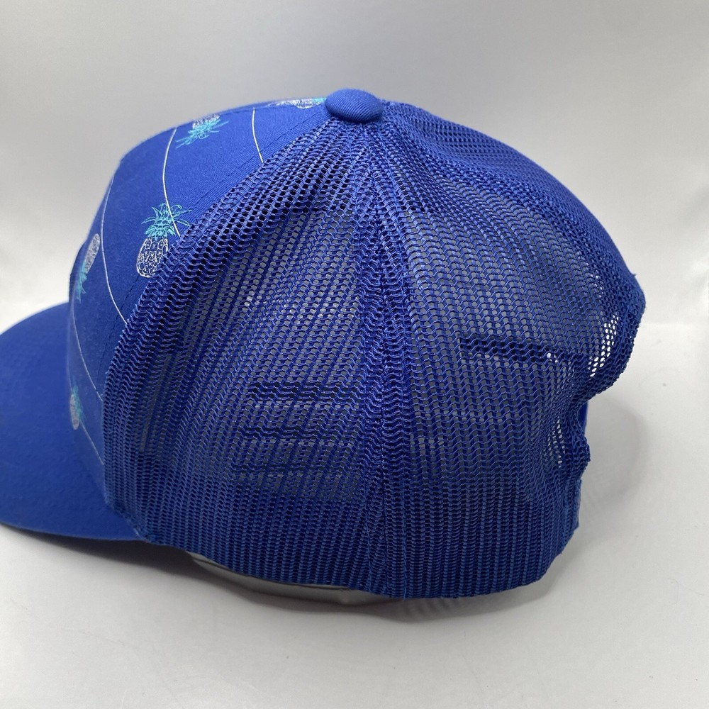 Travis Mathew Golf Hat Trucker Adjustable SnapBack Blue Pineapple Mesh Cleaned