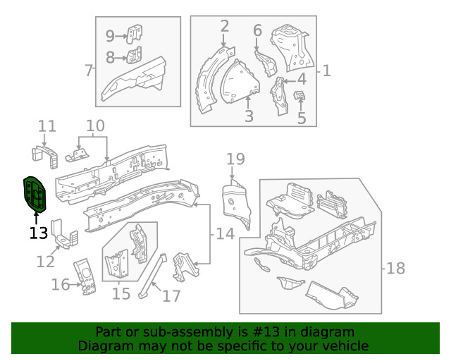 Genuine GM Driver Side Frame Rail End 84461489