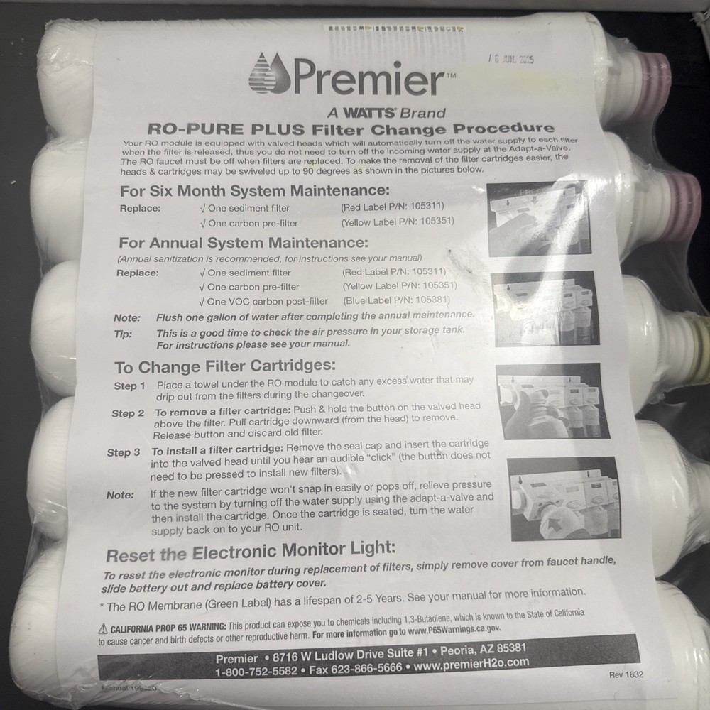 Watts Premier WP531109 Pure Plus Water Filter Replacement Kit Multi 5 Pack