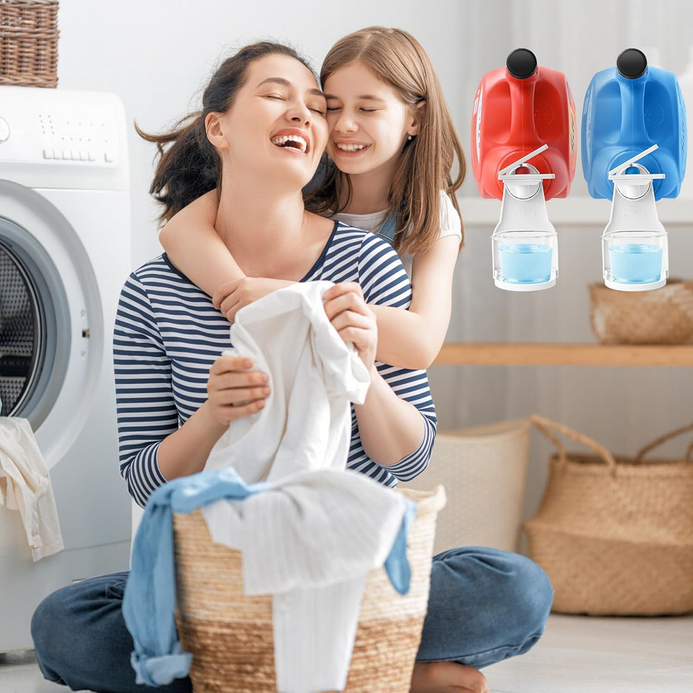 2 Pack Laundry Detergent Dispenser Cup Holder & Nozzle Force-Saving Switch, Soap