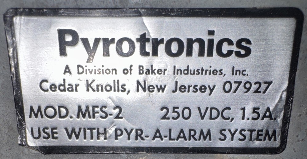 PYROTRONICS MFS-2 MANUAL PULL STATION FIRE ALARM