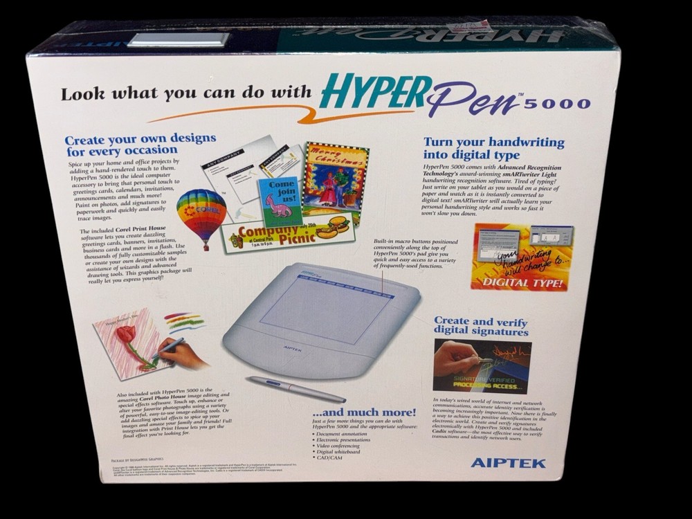 NEW Aiptek HyperPen 5000 4x5 PC Computer Tablet w/ Cordless Hyper Pen draw/write