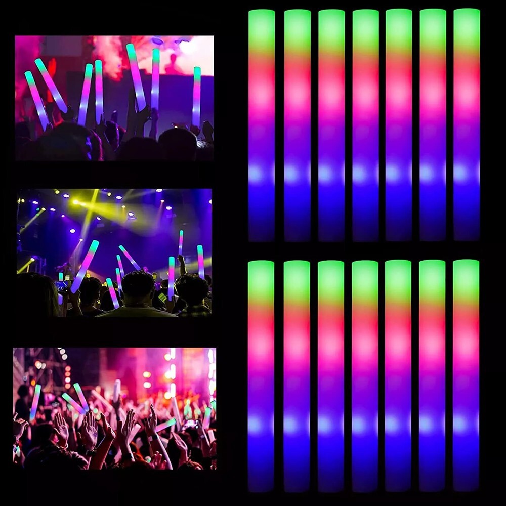 100pcs LED Glow Sticks Flashing Light Sticks Rally Party Light Up Foam Sticks