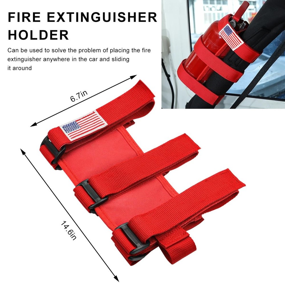 Fire Extinguisher Holder, Roll Bar Adjustable Extinguisher Strap Brackets wit...
