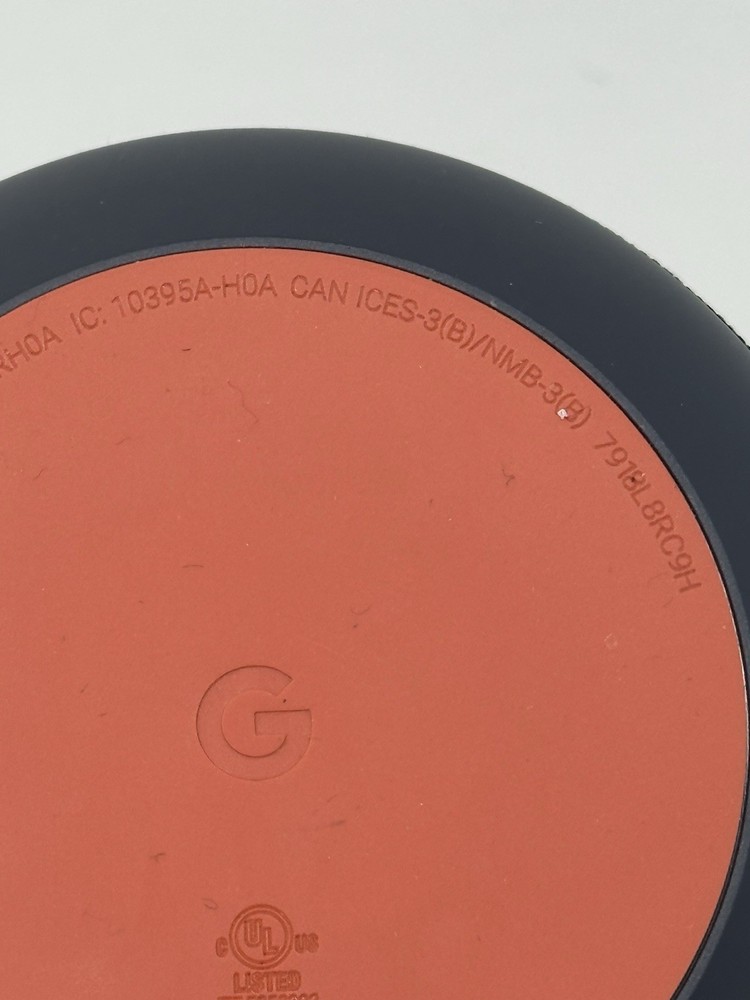 Google Home Mini Smart Assistant Model H0A Speaker With Plug Adapter Black Gray