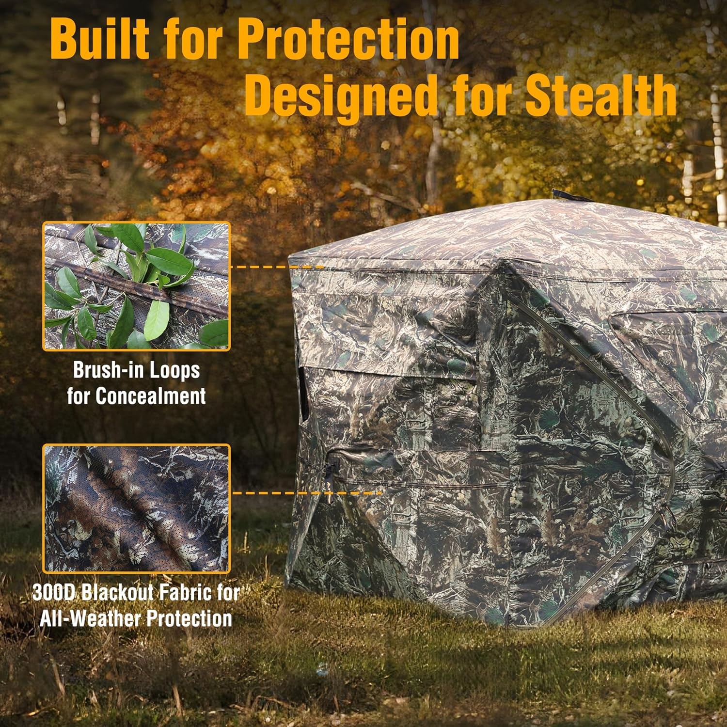 FLISSA Hunting Blind See-Through with Full-Opening Door 3-4 Person 270 Degree US