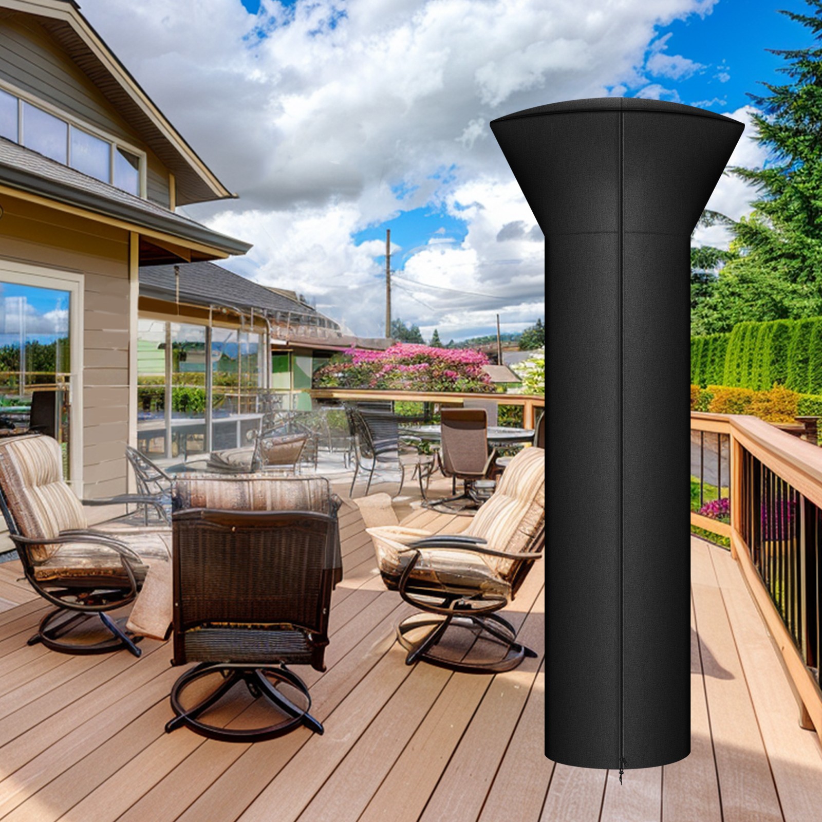 89''H Patio Heater Cover for Waterproof Standup Round Tall Heater Zipper New