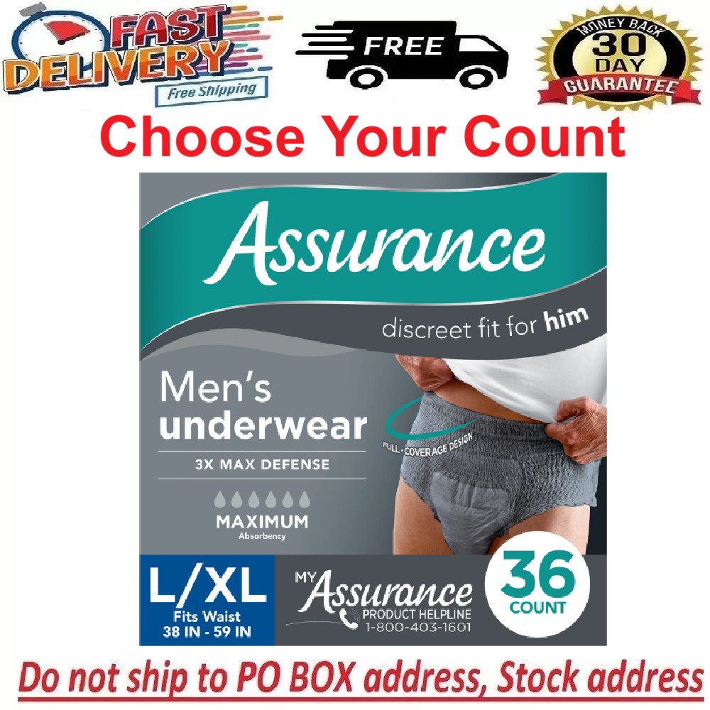 Assurance Men's Incontinence Underwear, L/XL, Maximum Absorbency